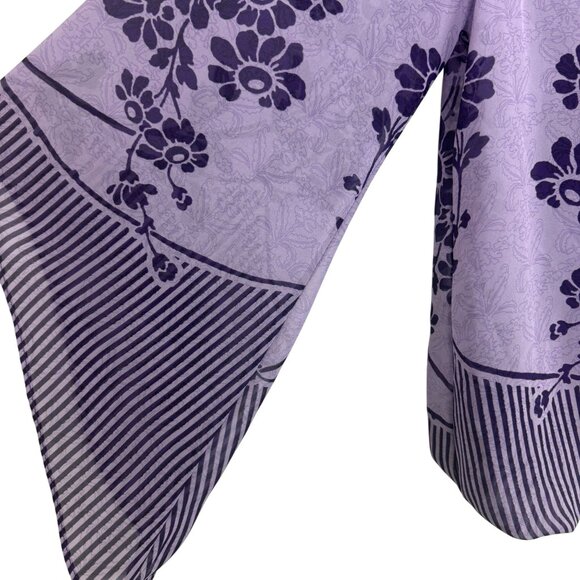 Alfani Floral Print Cami Shell Top Sz Medium Bubble Hem Angel Sleeve Jewel Neck - Picture 6 of 12